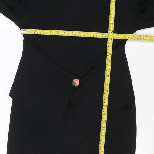 Lavati Women Black L Vintage Sheath Knee Length Long Sleeve Dress