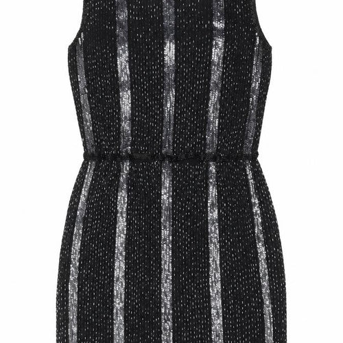 Papell Boutique Women’s Black Sequin Sheath Dress L Sleeveless Vintage Evening