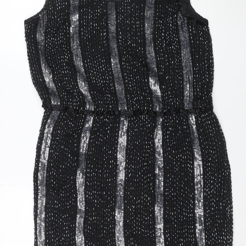 Papell Boutique Women’s Black Sequin Sheath Dress L Sleeveless Vintage Evening