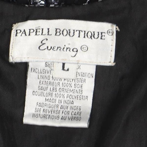 Papell Boutique Women’s Black Sequin Sheath Dress L Sleeveless Vintage Evening