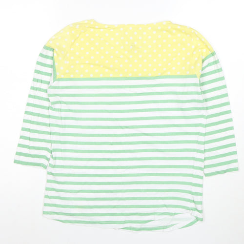 Country Rose Women's Multicoloured Striped 3/4 Sleeve Cotton T-Shirt Size S