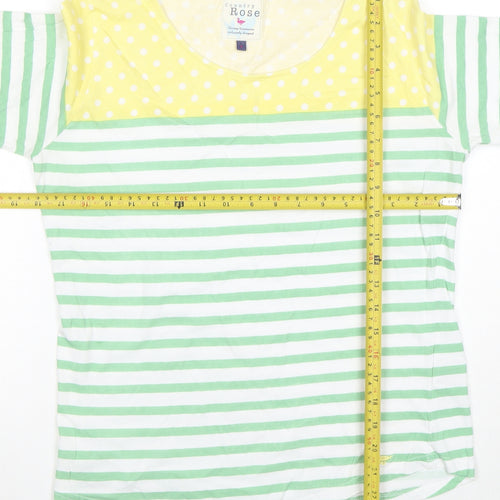 Country Rose Women's Multicoloured Striped 3/4 Sleeve Cotton T-Shirt Size S