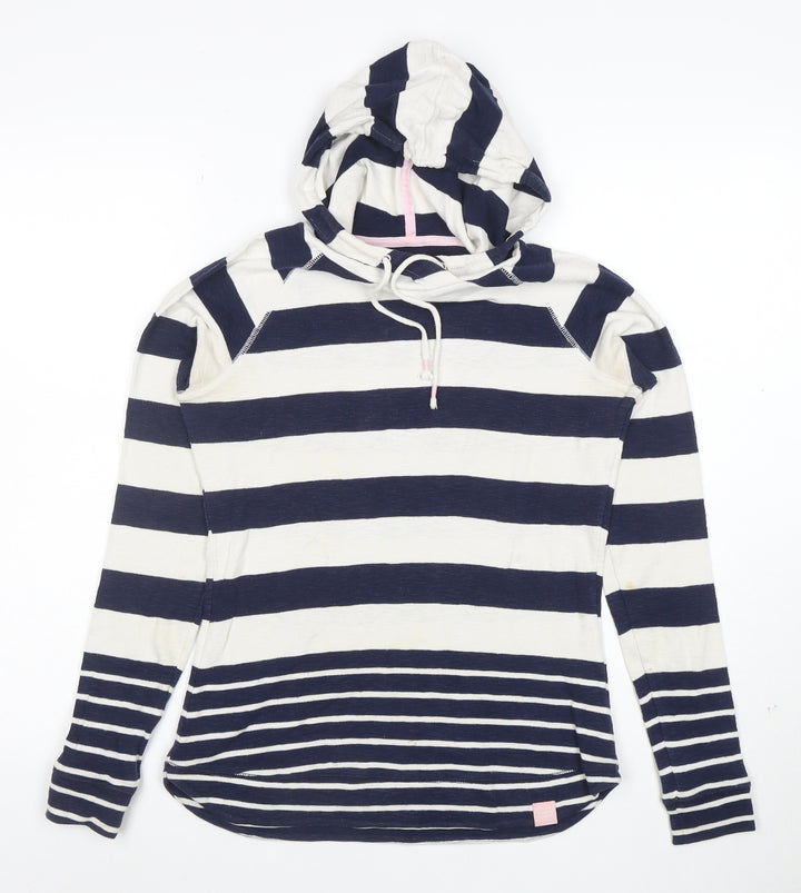 Joules Women's Navy Stripe Cotton Hoodie UK 8 Long Sleeve Casual