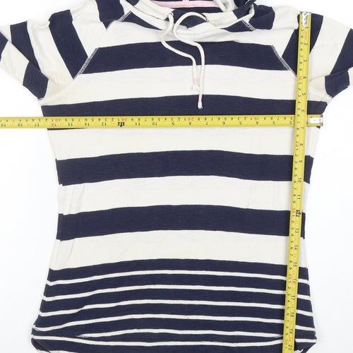 Joules Women's Navy Stripe Cotton Hoodie UK 8 Long Sleeve Casual