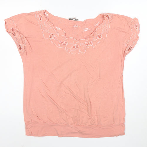 Rocha.John Rocha Women Pink Floral Embroidered Petite Viscose Tunic Top Size 16