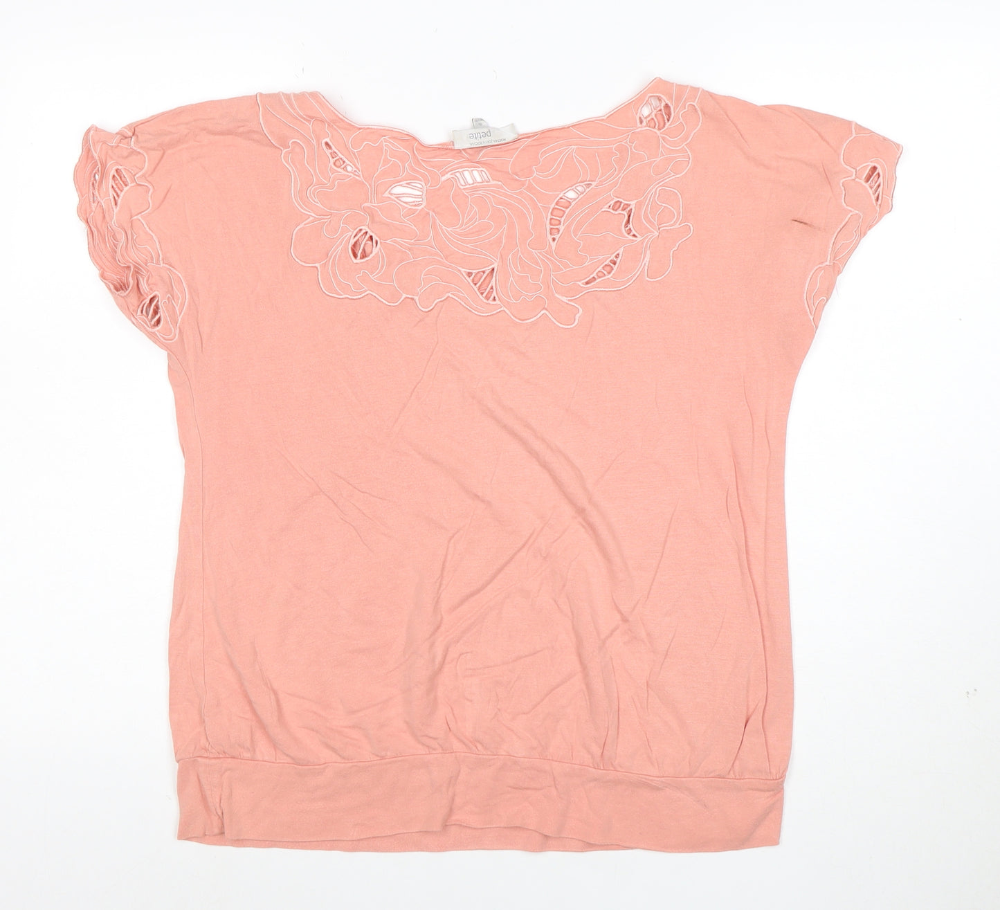 Rocha.John Rocha Women Pink Floral Embroidered Petite Viscose Tunic Top Size 16