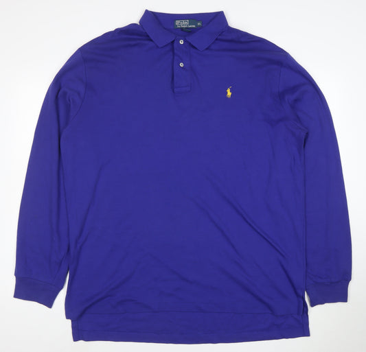Polo Ralph Lauren Men's Blue Long Sleeve Cotton Polo Shirt XL