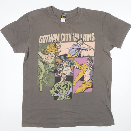 Batman Men's Grey Gotham City Villains Graphic T-Shirt Size L