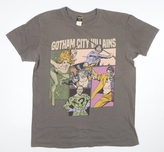 Batman Men's Grey Gotham City Villains Graphic T-Shirt Size L