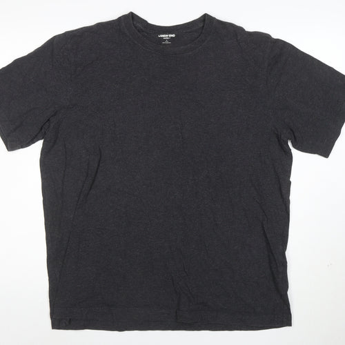 Lands' End Men's Black Crew Neck Short Sleeve Cotton T-Shirt Size L