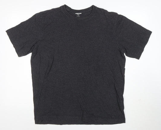 Lands' End Men's Black Crew Neck Short Sleeve Cotton T-Shirt Size L