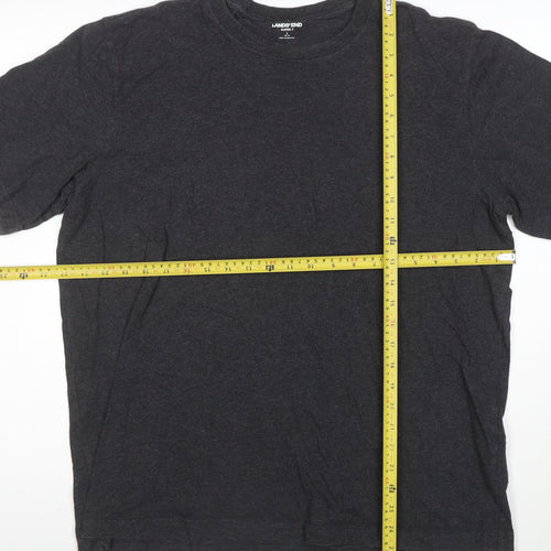 Lands' End Men's Black Crew Neck Short Sleeve Cotton T-Shirt Size L