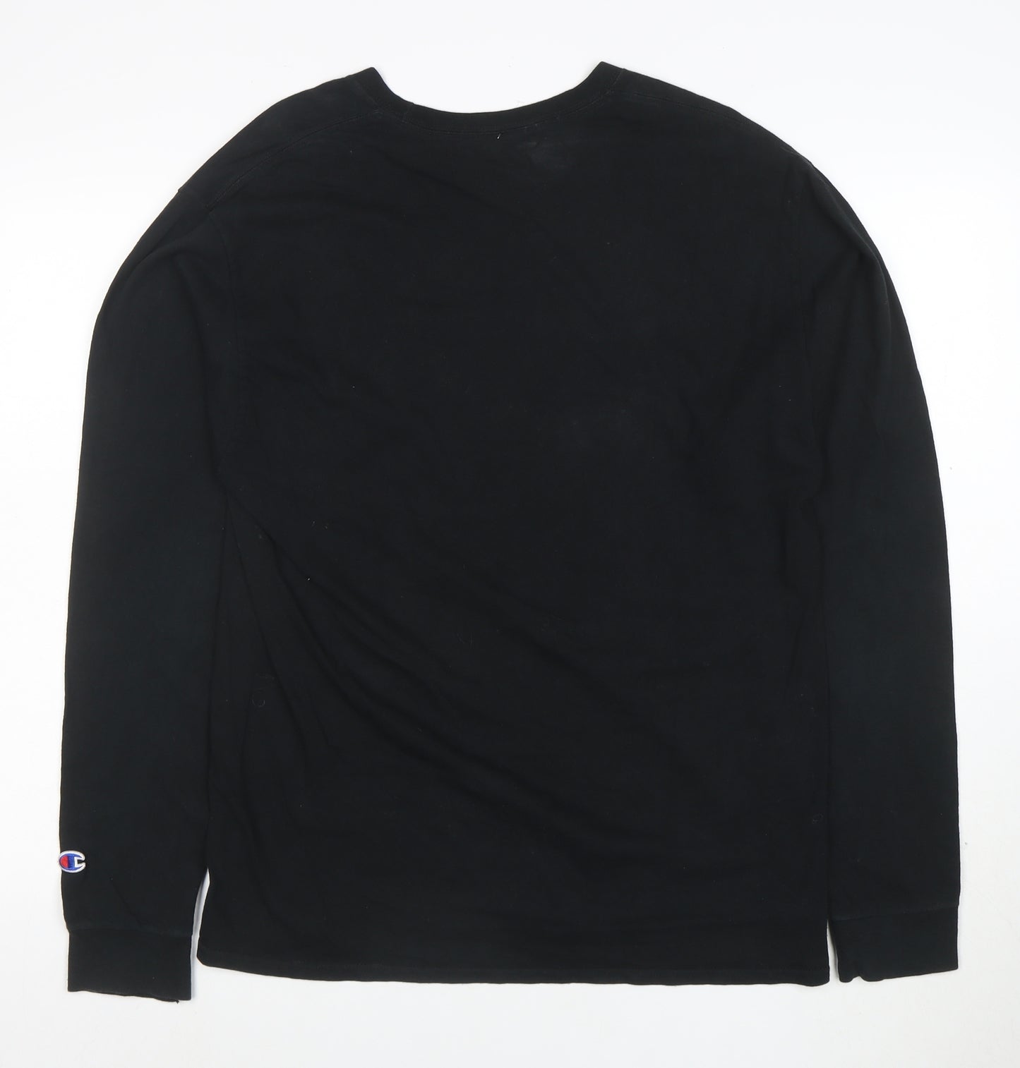 Champion Men's Black Long Sleeve Logo T-Shirt Size L