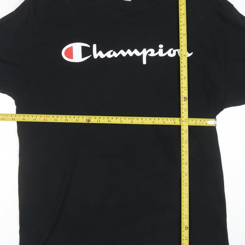 Champion Men's Black Long Sleeve Logo T-Shirt Size L