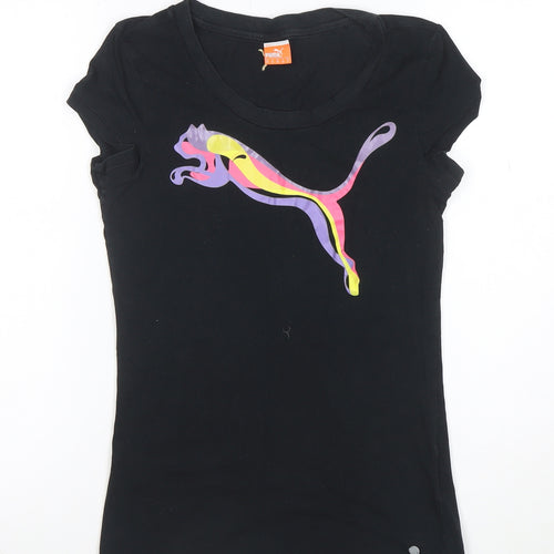 Puma Womens Black Slim Fit Cotton Elastane T-Shirt Size 8