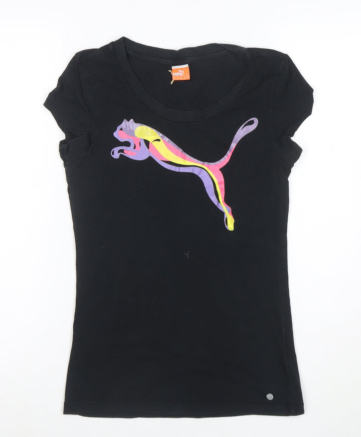 Puma Womens Black Slim Fit Cotton Elastane T-Shirt Size 8