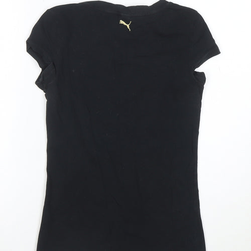 Puma Womens Black Slim Fit Cotton Elastane T-Shirt Size 8