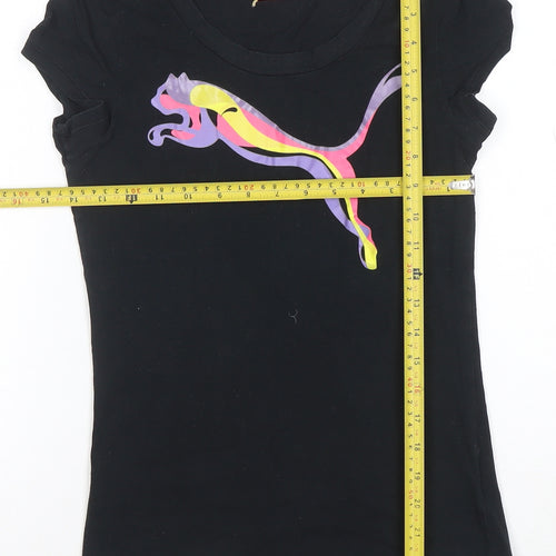 Puma Womens Black Slim Fit Cotton Elastane T-Shirt Size 8