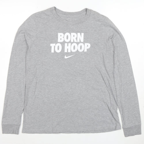 Nike Men's Grey Long Sleeve 'Born To Hoop' Sports T-Shirt Size M