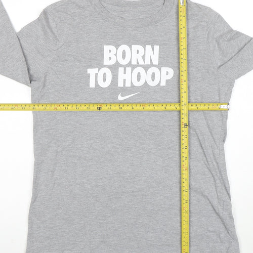 Nike Men's Grey Long Sleeve 'Born To Hoop' Sports T-Shirt Size M