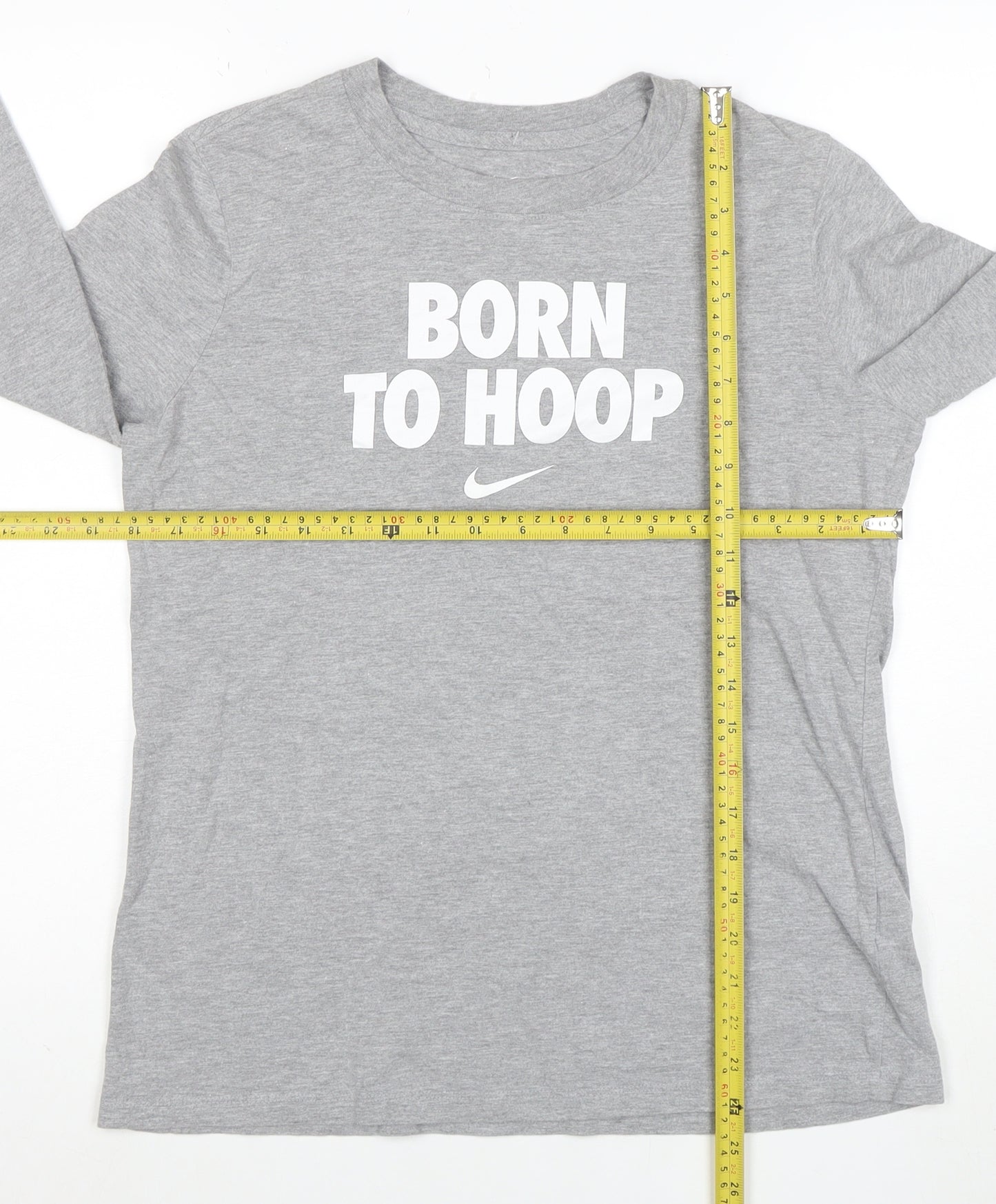 Nike Men's Grey Long Sleeve 'Born To Hoop' Sports T-Shirt Size M