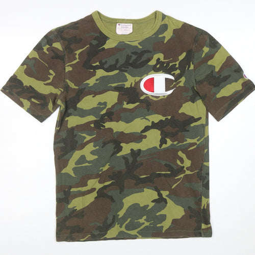 Champion Men's Green Camouflage Crew Neck Cotton T-Shirt Size S
