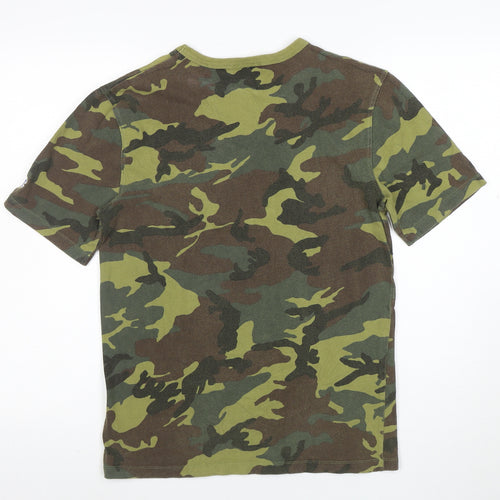 Champion Men's Green Camouflage Crew Neck Cotton T-Shirt Size S