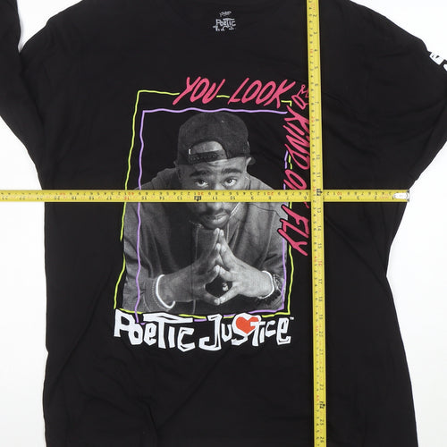 Poetic Justice Men’s Black Long Sleeve Graphic T-Shirt Size L