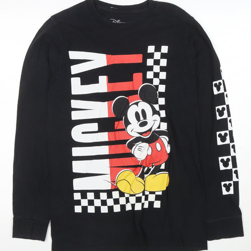 Disney Men's Black Mickey Mouse Long Sleeve Graphic T-Shirt Size S