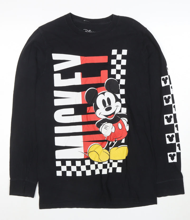 Disney Men's Black Mickey Mouse Long Sleeve Graphic T-Shirt Size S