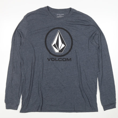 Volcom Men's Grey Long Sleeve Graphic Logo T-Shirt XL