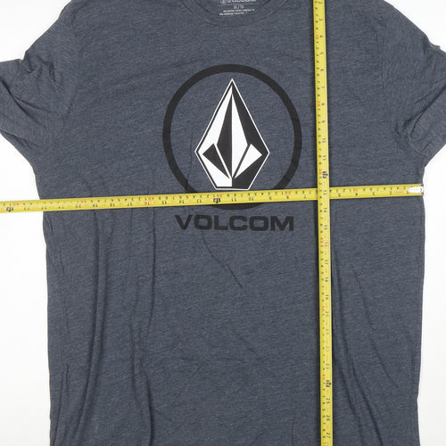 Volcom Men's Grey Long Sleeve Graphic Logo T-Shirt XL