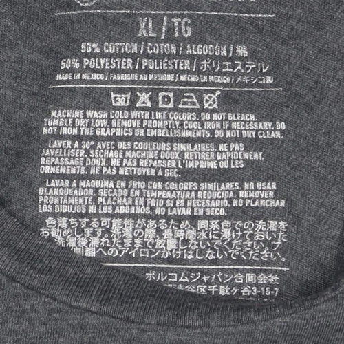Volcom Men's Grey Long Sleeve Graphic Logo T-Shirt XL