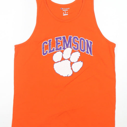 Champion Men's Orange Clemson Sleeveless Graphic T-Shirt Size M