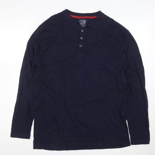 IZOD Men's Blue Long Sleeve Henley Cotton T-Shirt Size M