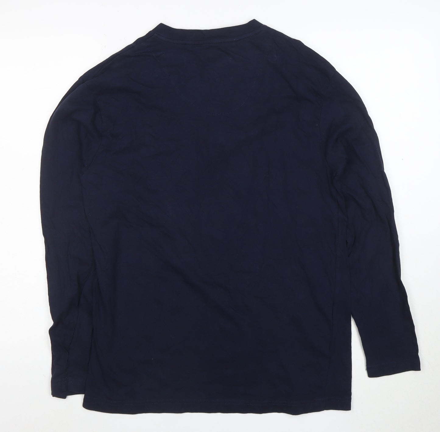 IZOD Men's Blue Long Sleeve Henley Cotton T-Shirt Size M