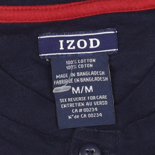 IZOD Men's Blue Long Sleeve Henley Cotton T-Shirt Size M