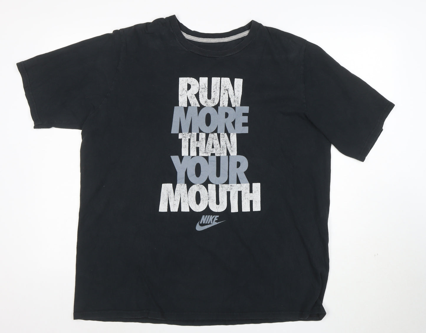 Nike Mens Black 2XL Slim Fit Graphic Sports T-Shirt