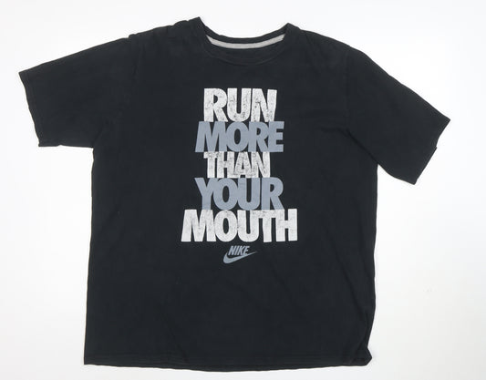Nike Mens Black 2XL Slim Fit Graphic Sports T-Shirt