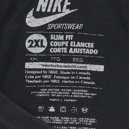 Nike Mens Black 2XL Slim Fit Graphic Sports T-Shirt
