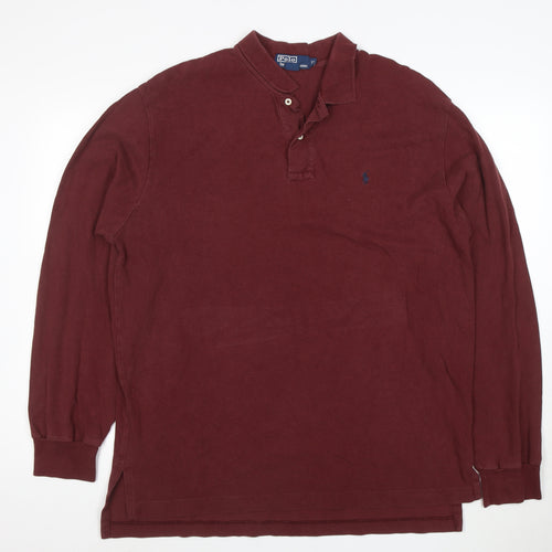 Ralph Lauren Men's Brown XL Long Sleeve Cotton Polo Shirt