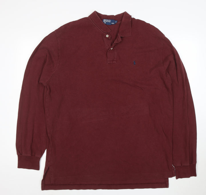 Ralph Lauren Men's Brown XL Long Sleeve Cotton Polo Shirt