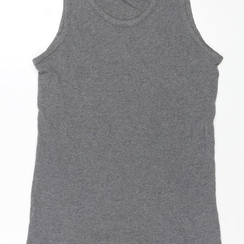 Dickies Men's Grey Sleeveless Ribbed Cotton T-Shirt Small