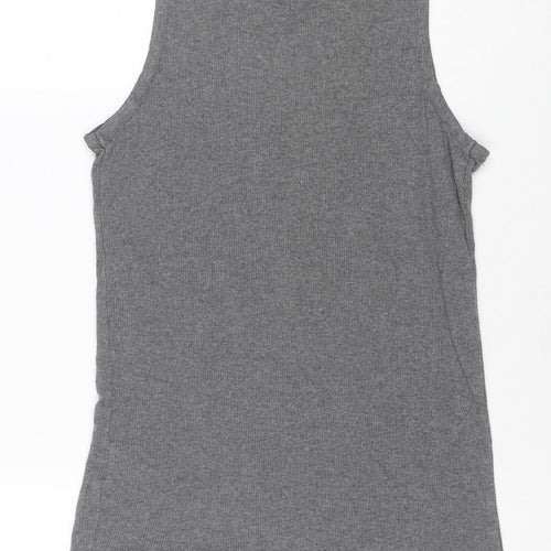 Dickies Men's Grey Sleeveless Ribbed Cotton T-Shirt Small