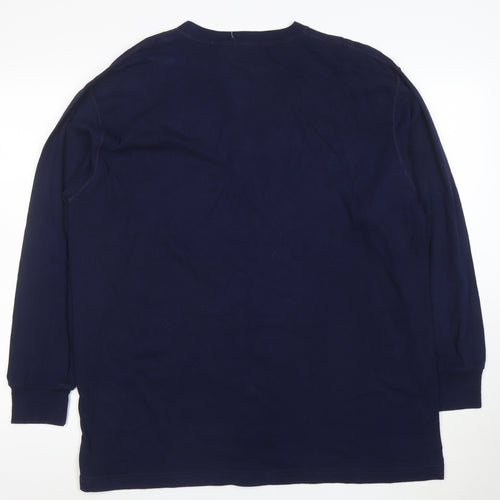 Pooh Men's Blue Long Sleeve Henley T-Shirt Size L Vintage Disney