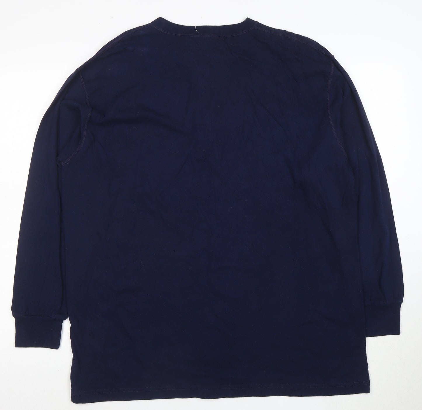 Pooh Men's Blue Long Sleeve Henley T-Shirt Size L Vintage Disney