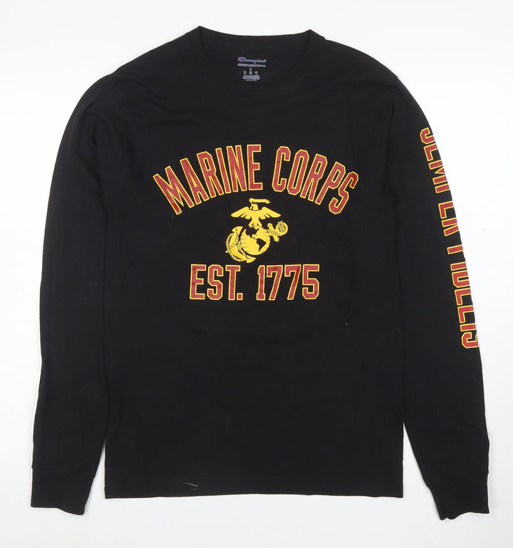 Champion Men's Black Marine Corps Long Sleeve T-Shirt Size S