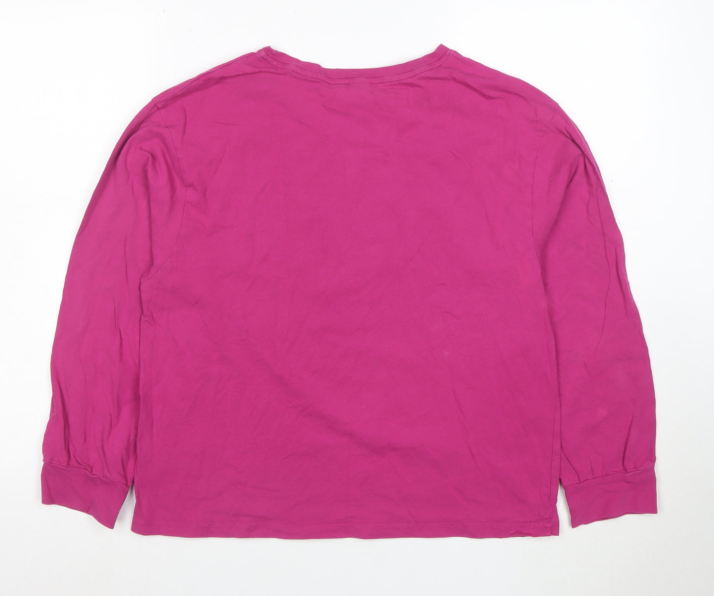 ELLE Women's Pink Long Sleeve Cotton Jersey Logo T-Shirt Size L