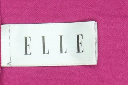 ELLE Women's Pink Long Sleeve Cotton Jersey Logo T-Shirt Size L