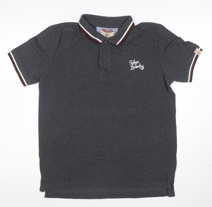 Tokyo Laundry Men's Grey Polo Shirt Size M Cotton Blend